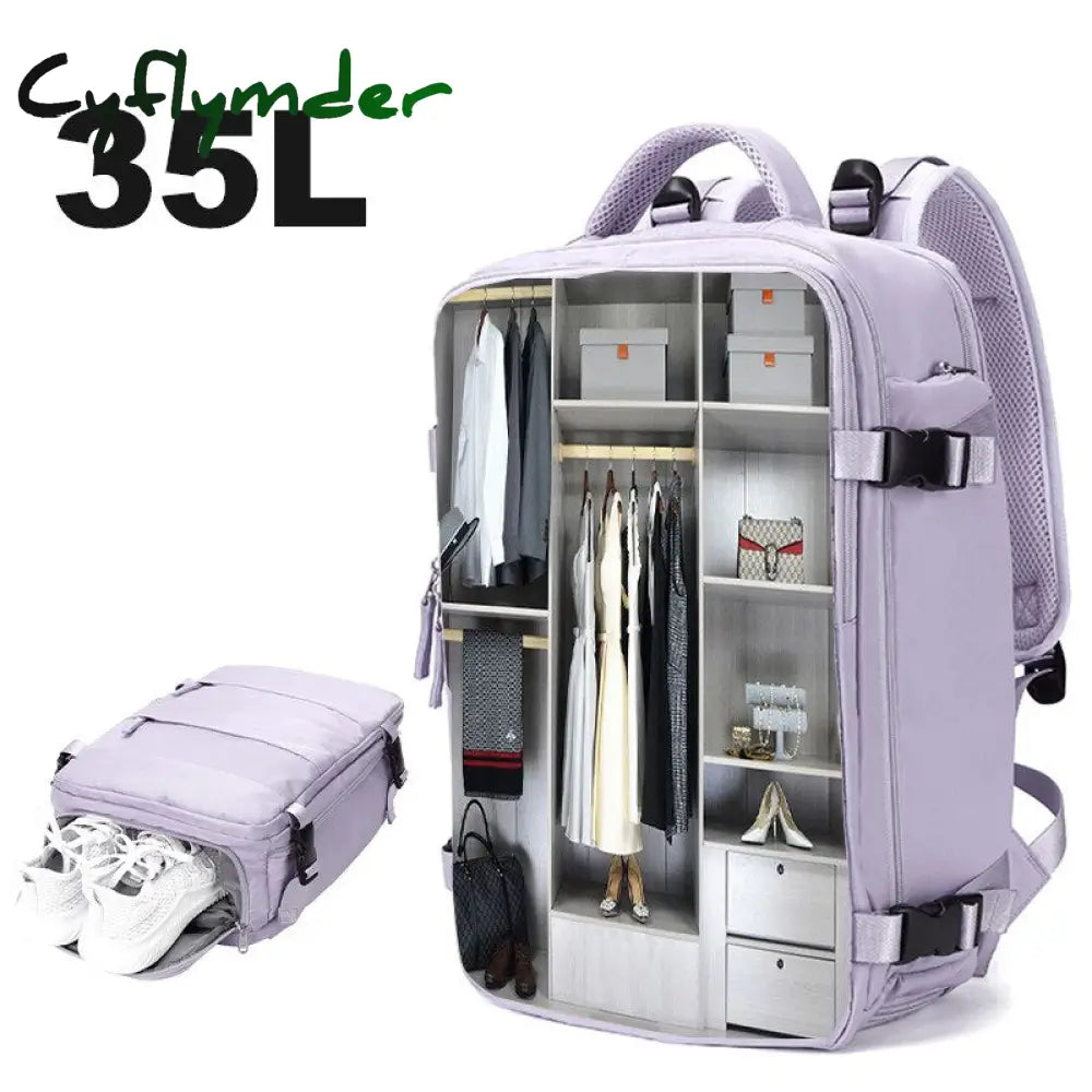 Cyflymder Purple Backpack Multifunctional Travel Bag Big Capactiy Shoulder Bags For Women With