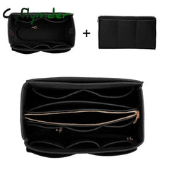 Cyflymder Purse Organizer Insert Makeup Handbag Felt Bag Organizer With Zipper & Tote Shaper Fit