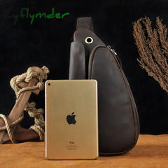 Cyflymder Quality Men Crazy Horse Leather Casual Fashion Waist Pack Chest Sling Bag Design One