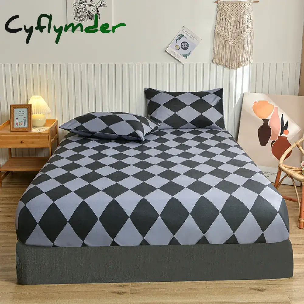 Cyflymder Queen Bed Sheet with Elastic Geometric Fitted Sheet lençol de camal casa Reactive Printed Bed Linen