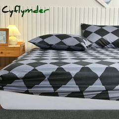 Cyflymder Queen Bed Sheet with Elastic Geometric Fitted Sheet lençol de camal casa Reactive Printed Bed Linen