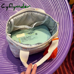 Cyflymder Quilted Insulated Lunch Bag Korean Small Tote Handbag For Women Kid Portable Children