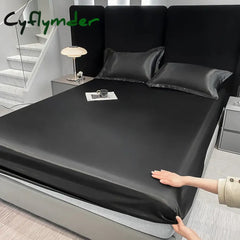 Cyflymder Rayon Satin Waterproof Fitted Sheet Silky Solid Color Bed Sheet Elastic Band Sheets Smooth Bedsheet Mattress
