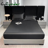 Cyflymder Rayon Satin Waterproof Fitted Sheet Silky Solid Color Bed Sheet Elastic Band Sheets Smooth Bedsheet Mattress