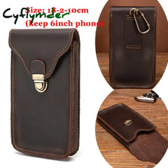 Cyflymder Real Leather Men Casual Design Small Waist Bag Cowhide Fashion Hook Bum Belt Pack