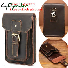 Cyflymder Real Leather Men Casual Design Small Waist Bag Cowhide Fashion Hook Bum Belt Pack