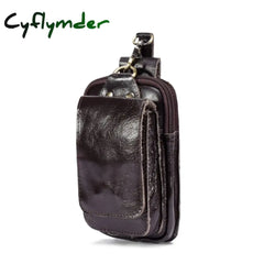 Cyflymder Real Leather Men Casual Design Small Waist Bag Cowhide Fashion Hook Bum Belt Pack