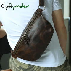 Cyflymder Real Leather Wait Bag Summer Outdoor Walking Portable Waist Packs Crazy Horse Male Fanny