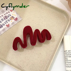 Cyflymder Red Velvet Hair Clips for Women Elegant Large Shark Clips Korea Back Head Hairpin Fashion Luxury Girl