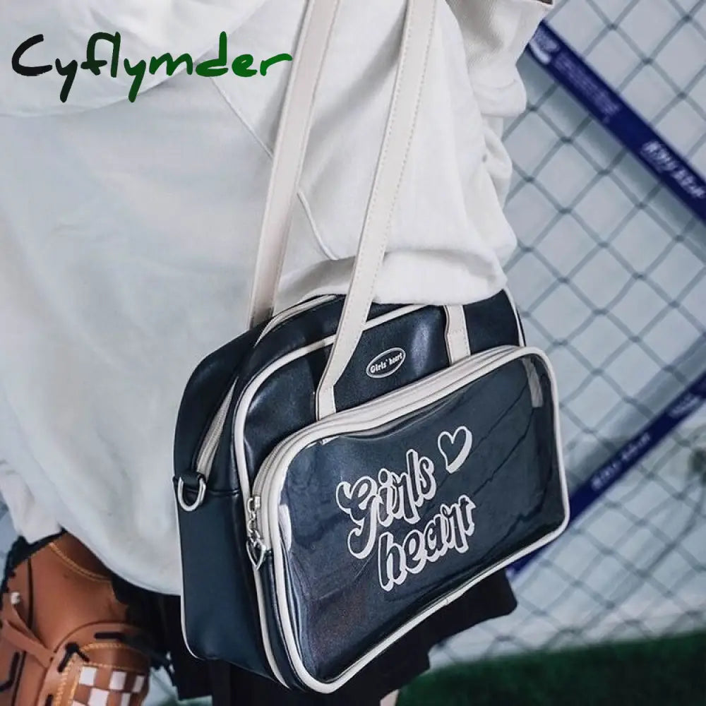 Cyflymder Retro American Style Ita Bag Transparent Women Shoulder Bags Baseball Crossbody Handbags