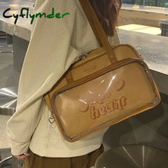 Cyflymder Retro American Style Ita Bag Transparent Women Shoulder Bags Baseball Crossbody Handbags