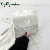 Cyflymder Retro Crossbody Bags For Women Vintage Lace Pearl Chain Ladies Small Square Shoulder Bag
