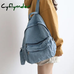 Cyflymder Retro Distressed Canvas Gray Backpack Boy Girl Cute College Female Book Travel Backpacks