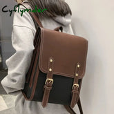Cyflymder Retro Fashion Woman Backpack Pu Leather Big School Bags For Teenagers Girls Simple New
