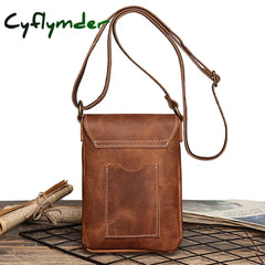Cyflymder Retro Flip Black Small Shoulder Bag For Men Genuine Leather Sling Crossbody Bags Minority