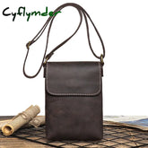 Retro Flip Black Small Shoulder Bag for Men Genuine Leather Sling Crossbody Bags Minority Design Man Simple Mobile Phone Bag