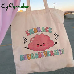 Cyflymder Retro Flower Power Y2K Floral Women Canvas Tote Bag Girl Reusable Shopper Foldable Ecobag