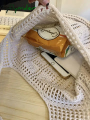 Cyflymder Retro Knitted Bag Mesh Hollowed-Out Woven Gentleness Style Women Shoulder Imitation Wool