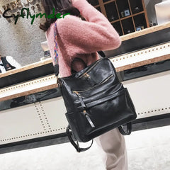 Cyflymder Retro Large Capacity Backpack Women Pu Leather Rucksack Women’s Knapsack Travel
