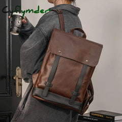 Cyflymder Retro Men’s Backpack Bag Luxury Crazy Horse Leather Men School College Book Rucksack