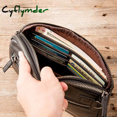 Cyflymder Retro Men’s Handbag Leather Business Fashion Casual Bag Soft Hand Mens Vintage Clutch