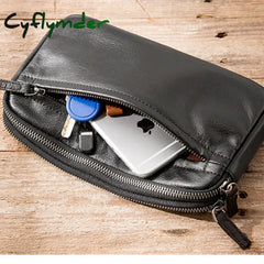 Cyflymder Retro Men’s Handbag Leather Business Fashion Casual Bag Soft Hand Mens Vintage Clutch