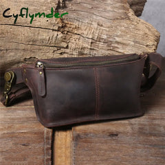 Cyflymder Retro Multifunctional Genuine Leather Men’s Chest Bag Crazy Horse Cowhide Waist Pack