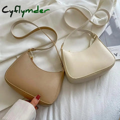 Cyflymder Retro Solid Color Pu Leather Women’s Fashion Exquisite Shopping Bag Handbags Shoulder