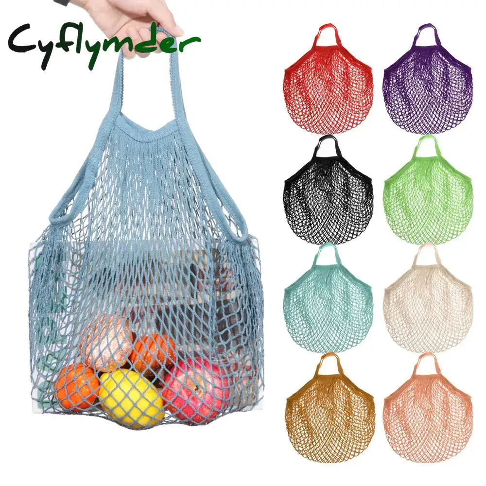 Reusable Cotton Mesh Bag Shopping String Fishnet Net Turtle Bags Storage Handbag Tote Woven Net Tote Environmental Protection