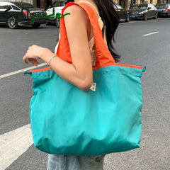 Cyflymder Reusable Shopping Bags For Women Grocery Tote Bag Foldable Oxford Cloth Drawstring