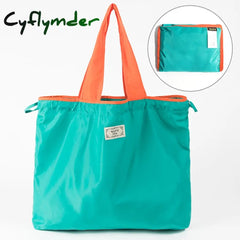 Cyflymder Reusable Shopping Bags For Women Grocery Tote Bag Foldable Oxford Cloth Drawstring