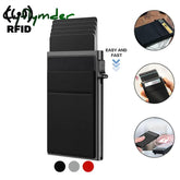Cyflymder Rfid Credit Card Holder Wallet Metal Thin Slim Bank Case Men Women Pop Up Minimalist