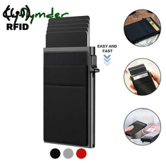 Cyflymder Rfid Credit Card Holder Wallet Metal Thin Slim Bank Case Men Women Pop Up Minimalist