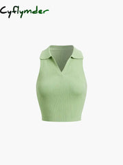 Cyflymder - Ribbed Polo Tank Top Green / Xs Tops & Camis