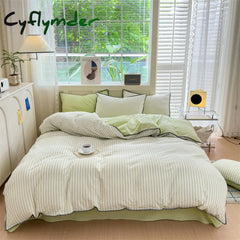 room inspo Class Simple Washed Cotton Four-Piece Set Pure Cotton Bedding Quilt Cover Bed Sheet Three-Piece Set