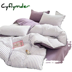 room inspo Class Simple Washed Cotton Four-Piece Set Pure Cotton Bedding Quilt Cover Bed Sheet Three-Piece Set