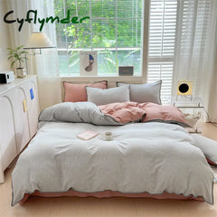 room inspo Class Simple Washed Cotton Four-Piece Set Pure Cotton Bedding Quilt Cover Bed Sheet Three-Piece Set