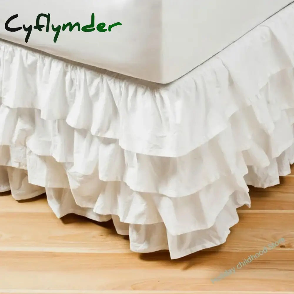 Cyflymder room inspo ideas 4 Layers Ruffled Bed Skirt Wrap Around Elastic Bed Skirt Bed Cover Without Surface Home