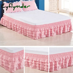 Cyflymder room inspo ideas 4 Layers Ruffled Bed Skirt Wrap Around Elastic Bed Skirt Bed Cover Without Surface Home