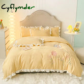 Cyflymder room inspo ideas Cute Floral Bedding Set for Girls Boys Kids Single Queen Size Embroidery Duvet Cover with
