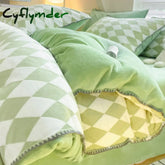 room inspo Winter Double-Sided Thickened Milk Coral Fleece Bed Four-Piece Set Fleece-lined Flange Suede Bed Sheet Quilt Cover Bedding Fitted Sheet