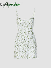 Cyflymder - Rose Bouquet Floral Strap Short Dress Dresses