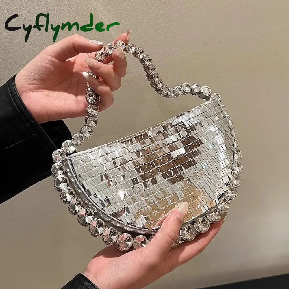 Cyflymder Round Diamond Chain Shiny Evening Bags Women Handbags And Purses New Brand Designer