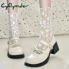 Cyflymder Round Toe Lolita Shoes Women Kawaii Bow knot Pumps Elegant Platform High Heel Mary Jane Shoes Women’s College