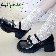 Cyflymder Round Toe Lolita Shoes Women Kawaii Bow knot Pumps Elegant Platform High Heel Mary Jane Shoes Women’s College