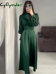 Ruffled Bandage Elegant Maxi Dress For Women Patchwork Slim Lace-Up Solid Vintage Evening Partywear Ladies Long Dress 