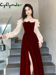 Ruffles Flare Sleeve Toast Bride Autumn New High End Light Luxury Wedding Engagement Evening Dress Banquet Party Dresses