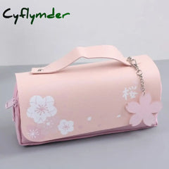 Cyflymder Sakura Pencil Bag Pu Leather Pen Case Kawaii Stationery Ruler Pouch For School Girl Sweet