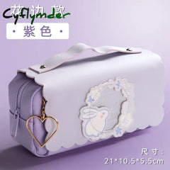 Cyflymder Sakura Pencil Bag Pu Leather Pen Case Kawaii Stationery Ruler Pouch For School Girl Sweet