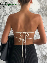 Cyflymder - Satin Tied Open Back Tube Scarf Top Tank Tops & Camis